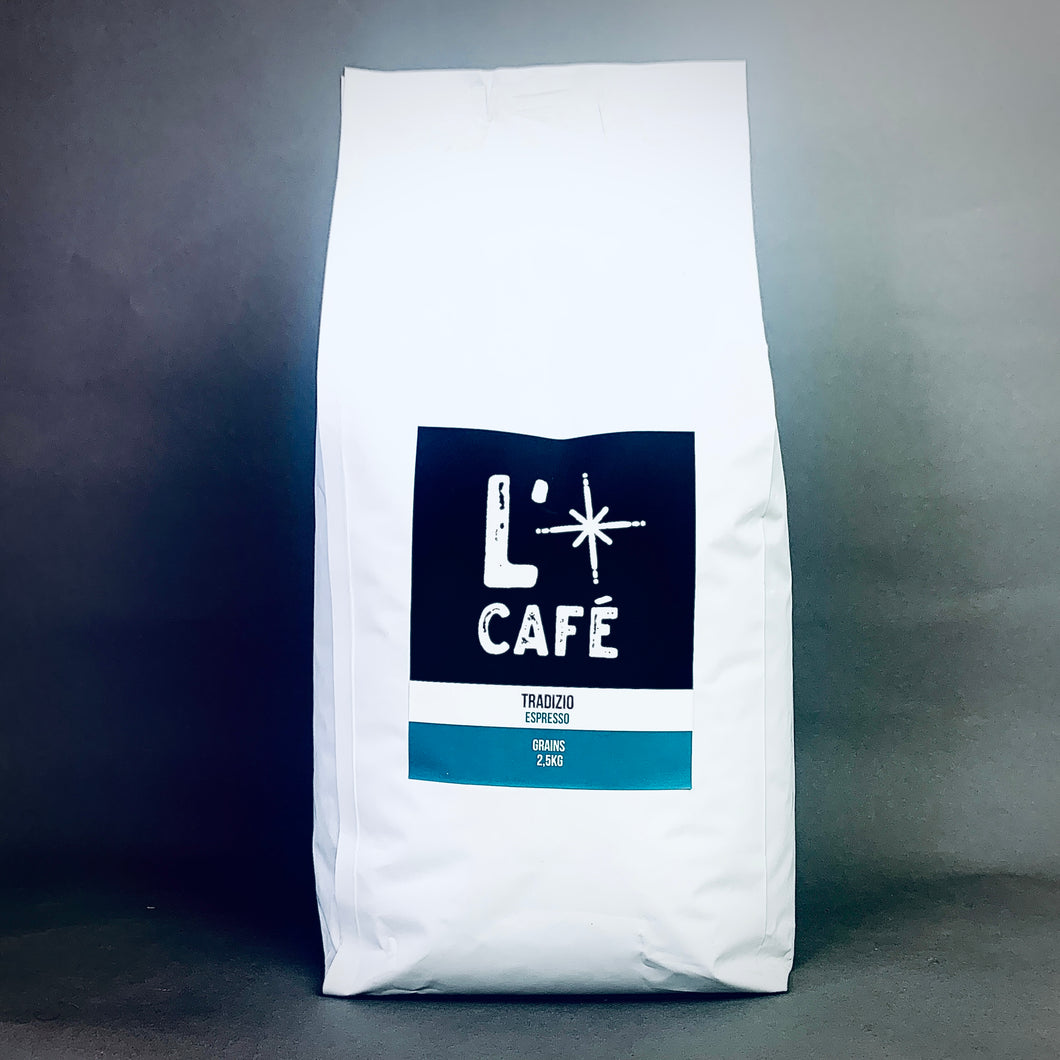Café TRADIZIO - LE FORMAT ECONOMIQUE de 2.5kg - Mélange espresso (Pérou)